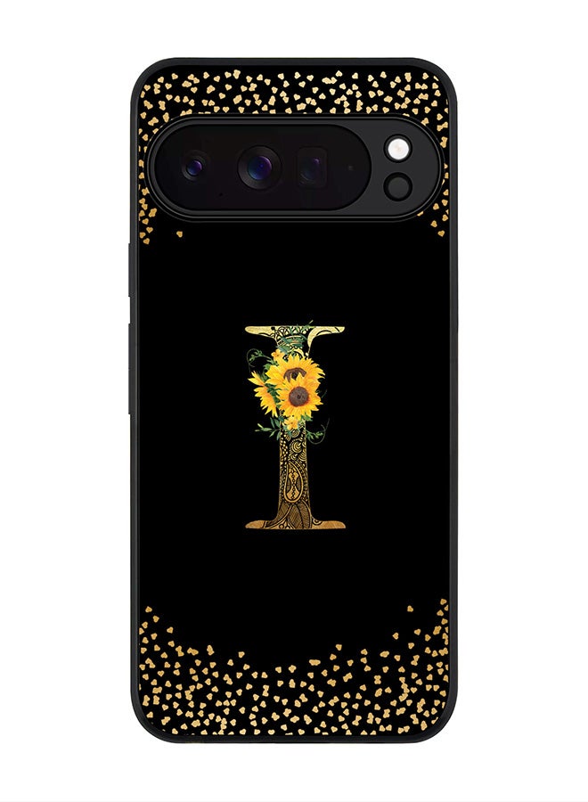 For Google Pixel 10 Pro XL Case,Slim fit Camera Protection, Shockproof Thin Phone cover  - Custom Floral Monogram - I ( Black )